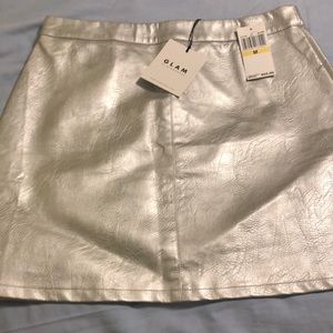 GLAM by Glamorous silver faux leather skirt